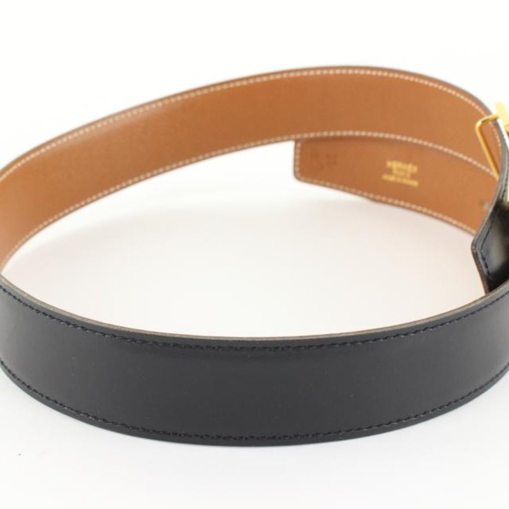 Hermès 32mm Black x Brown Reversible H Logo Belt Kit 93h719s - Picture 4 of 12